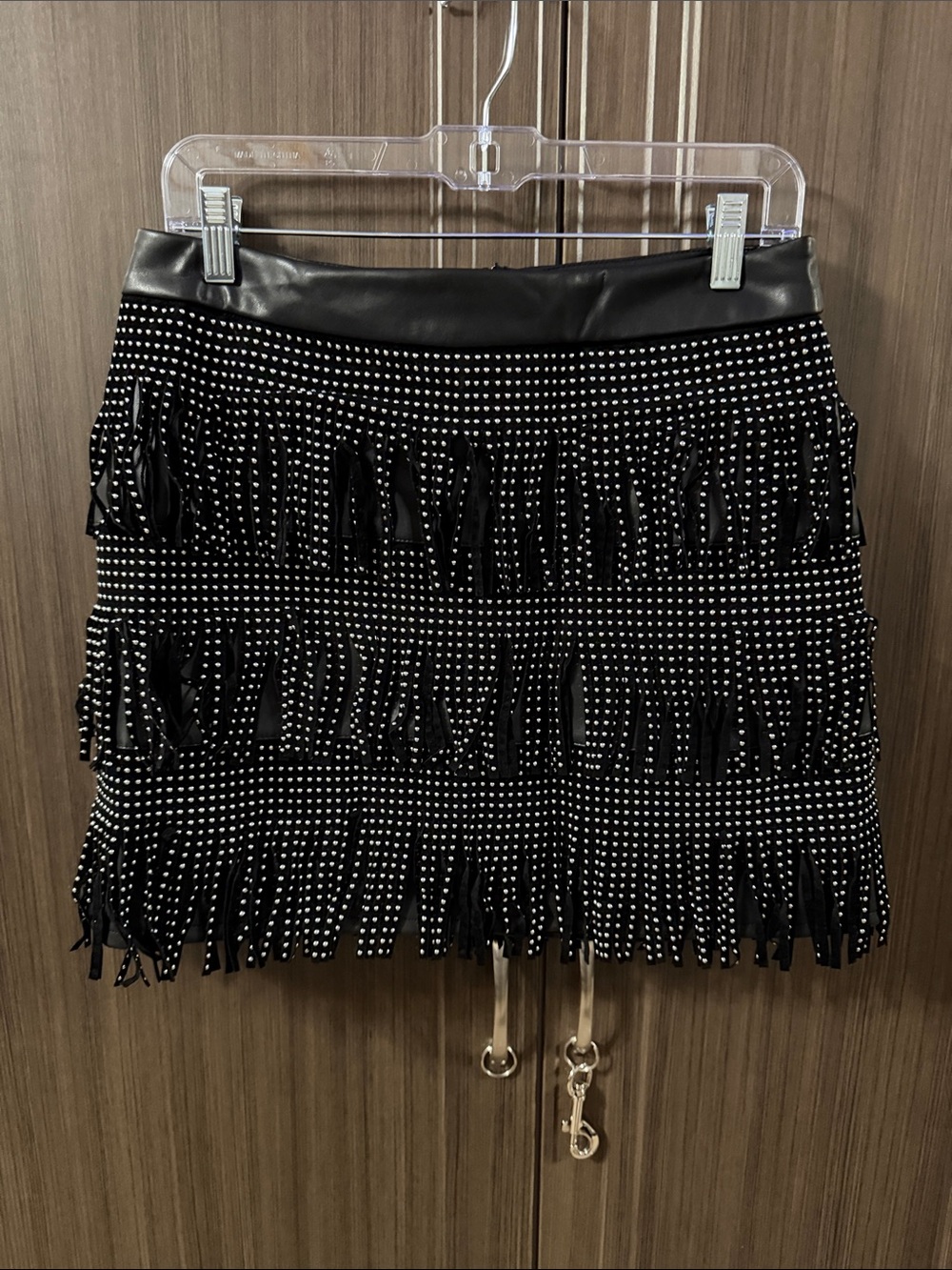 Sincerely Jules Black Studded Fringe Mini Skirt